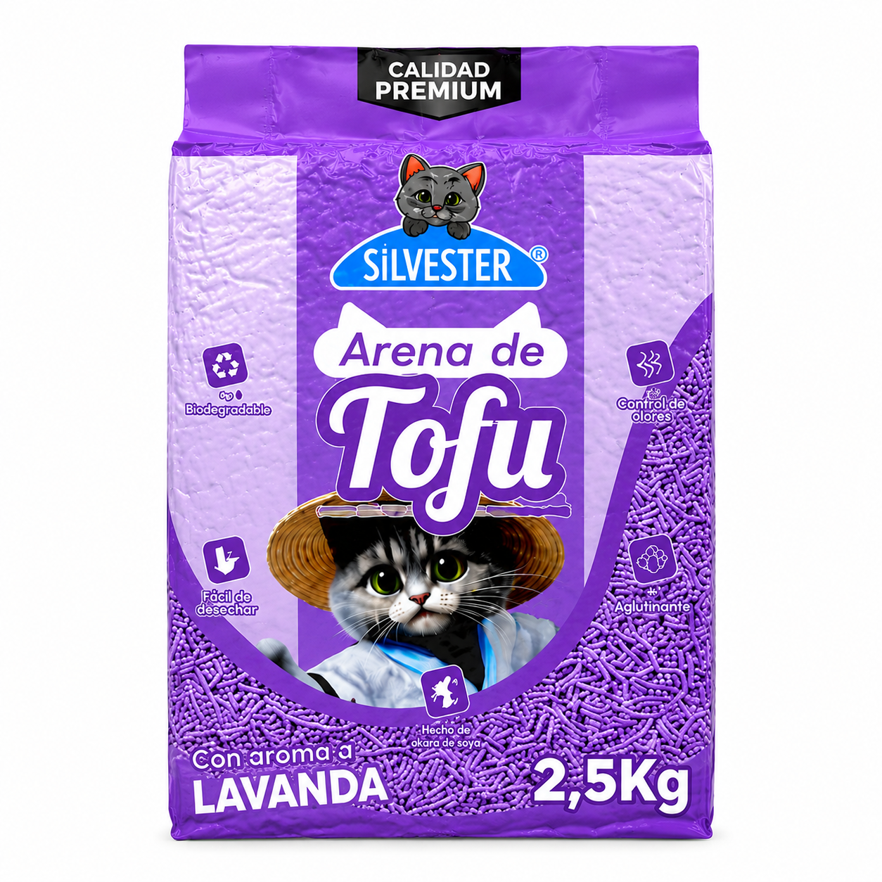 Arena Sanitaria de Tofu Silvester Aroma Lavanda 2.5 kg
